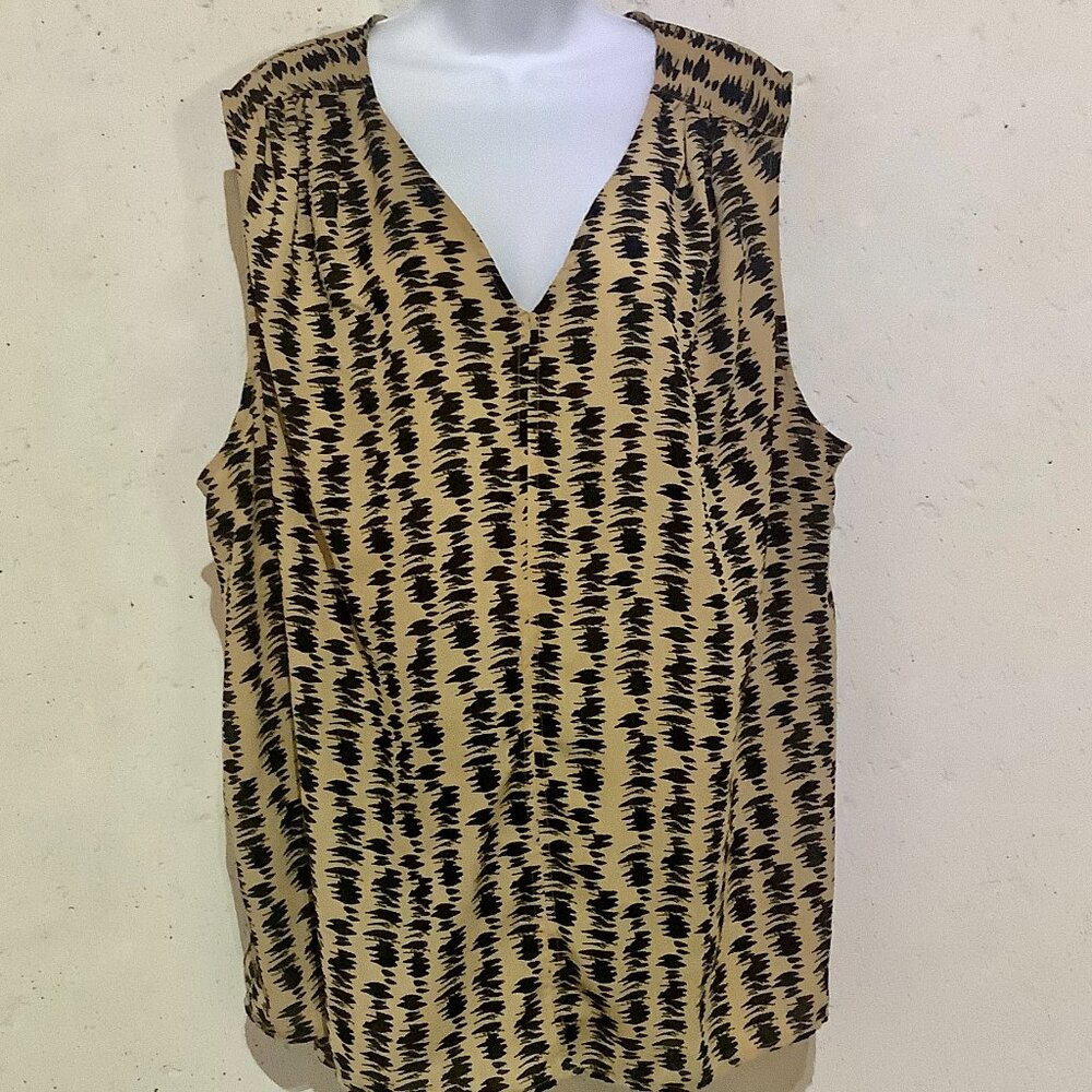 Top Sleeveless 26W Tan /  Black   Roman's - Picture 3 of 10